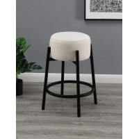 Coaster Furniture 182175 Upholstered Backless Round Stools White and Black (Set of 2)